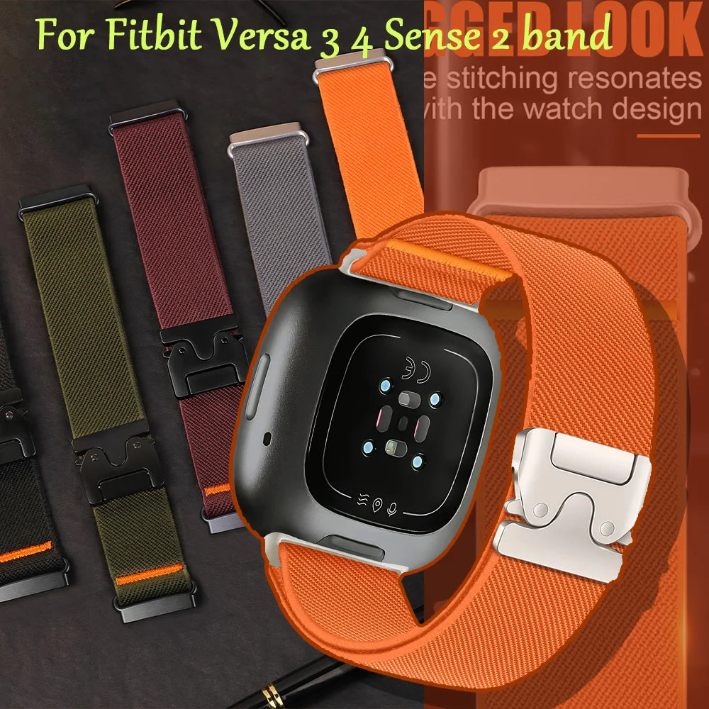 Accessories For Fitbit Versa 3 4 Sense 4 band smartwatch replacment nylon belt Bracelet correa Fitbit Versa4 3 Parachute Strap