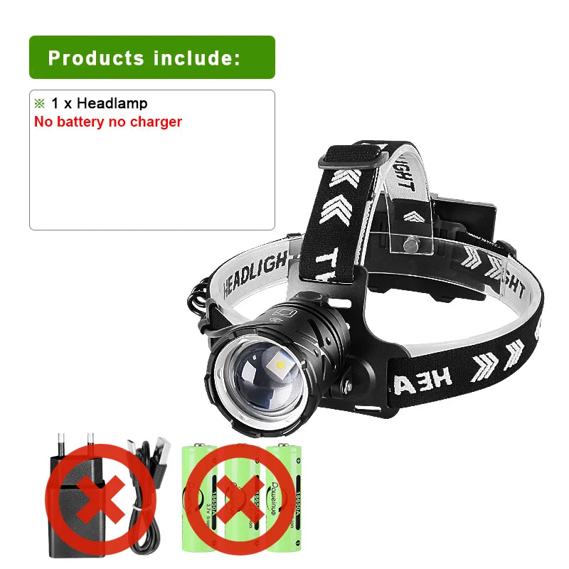 1000000LM Most Powerful Headlamp 18650 Rechargeable High Power LED Head Flashlight Fishing Head Lantern Professional Front Light