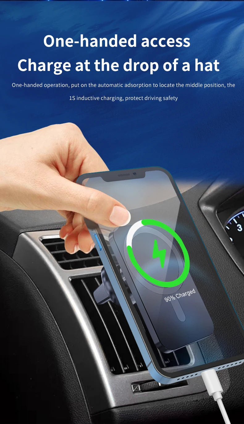 30W Magnetic Car Wireless Charger For iPhone