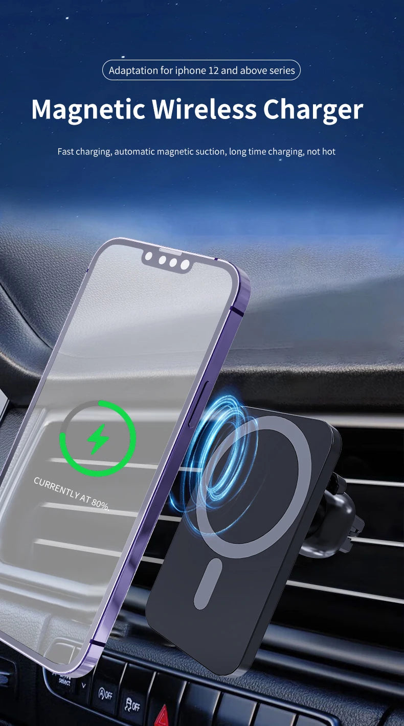 30W Magnetic Car Wireless Charger For iPhone