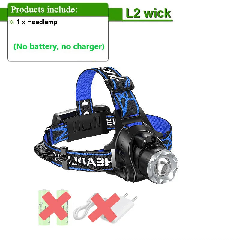 1000000LM Most Powerful Headlamp 18650 Rechargeable High Power LED Head Flashlight Fishing Head Lantern Professional Front Light