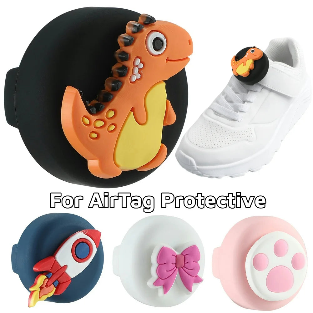 Waterproof Tracker Case for Apple AirTag Silicone Cute Cartoon Holder Tracker Protector for Kid Shoes Shoestring