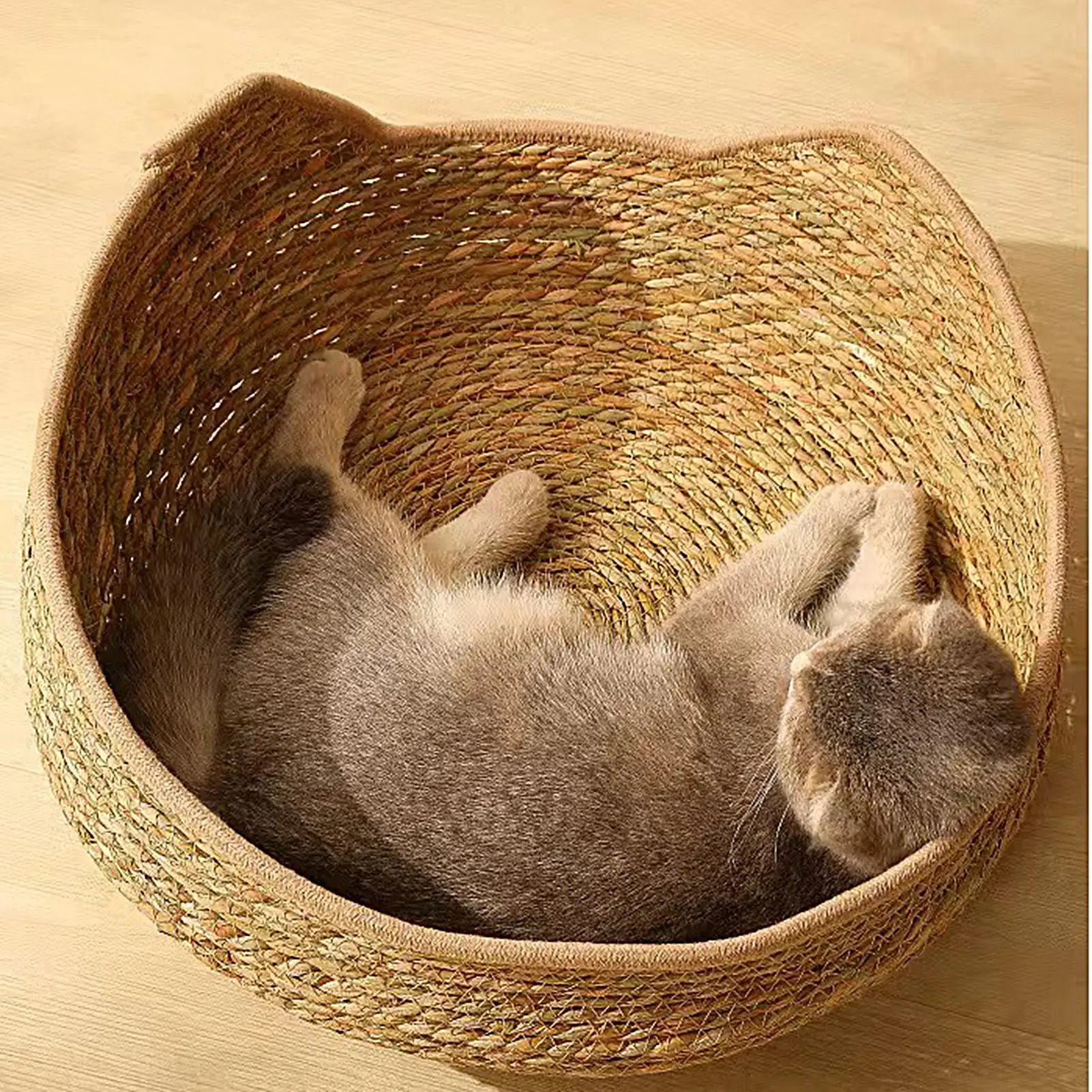 Pet Bed Soft Cat Kennel Dog Beds Sofa Bamboo Weaving with Cushion Sleeping Bag