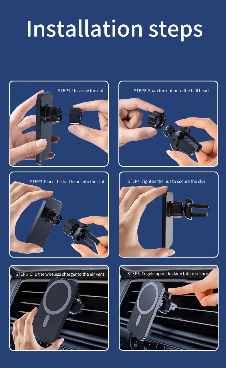 30W Magnetic Car Wireless Charger For iPhone