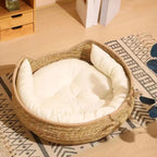 Pet Bed Soft Cat Kennel Dog Beds Sofa Bamboo Weaving with Cushion Sleeping Bag