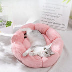 Pet Bed Plush Round Dog Bed and Cat Bed Cute Flower Design Soft Washable Pet Mat for Small and Medium-sized Dogs and Cats