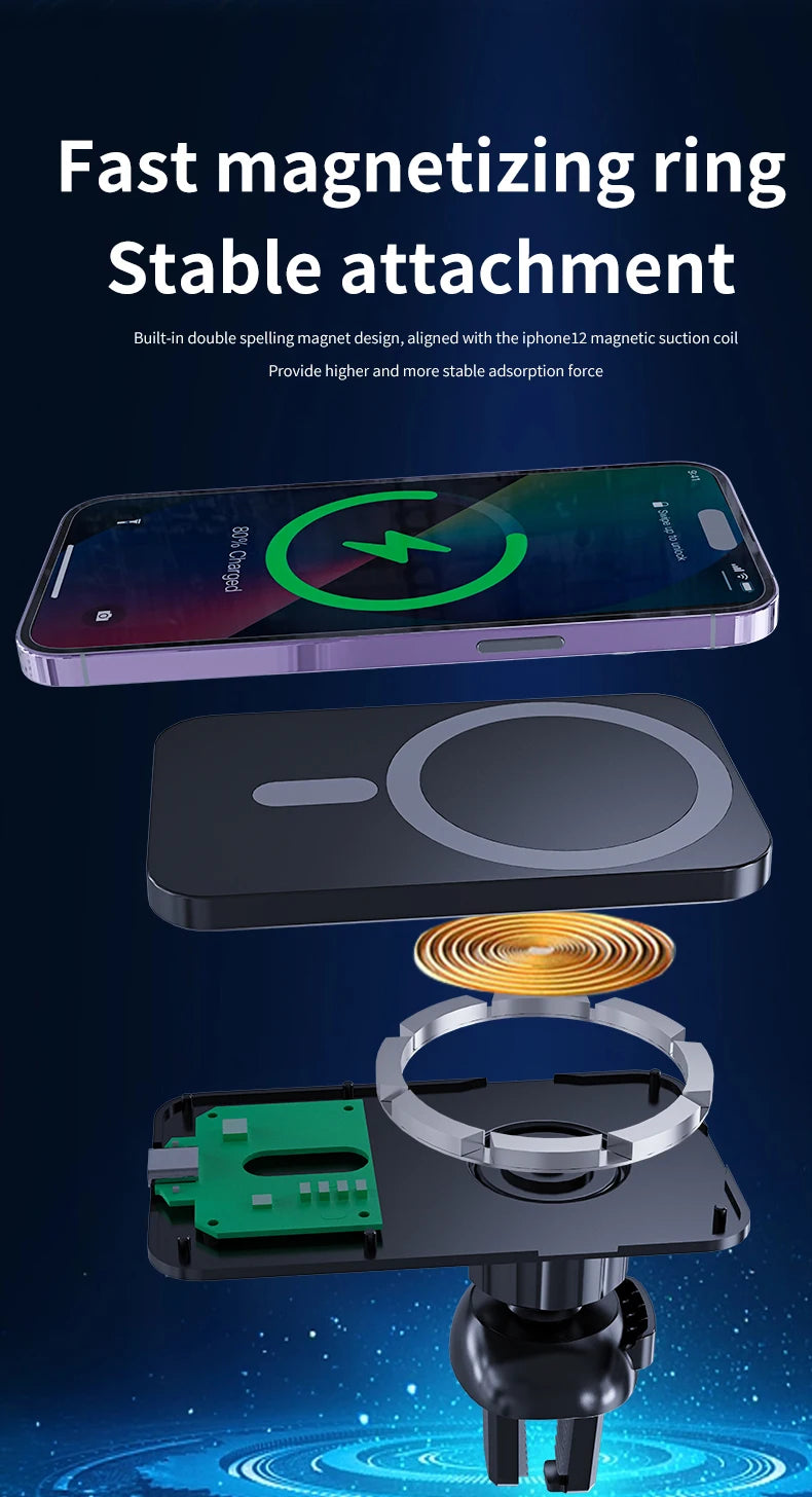 30W Magnetic Car Wireless Charger For iPhone