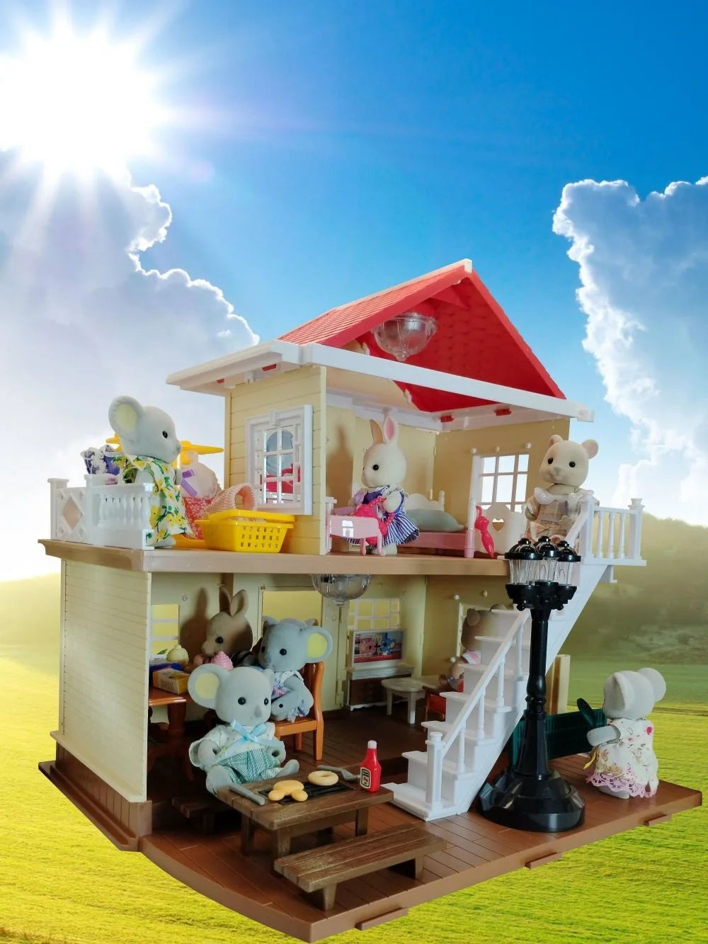 Two-story Dollhouse With Stair kitchen bathroom